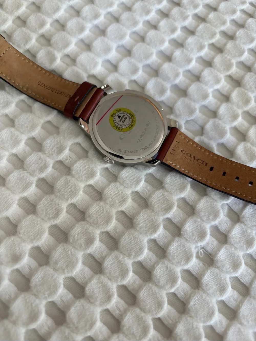 Coach Brown Leather Strap Watch with Black Dial